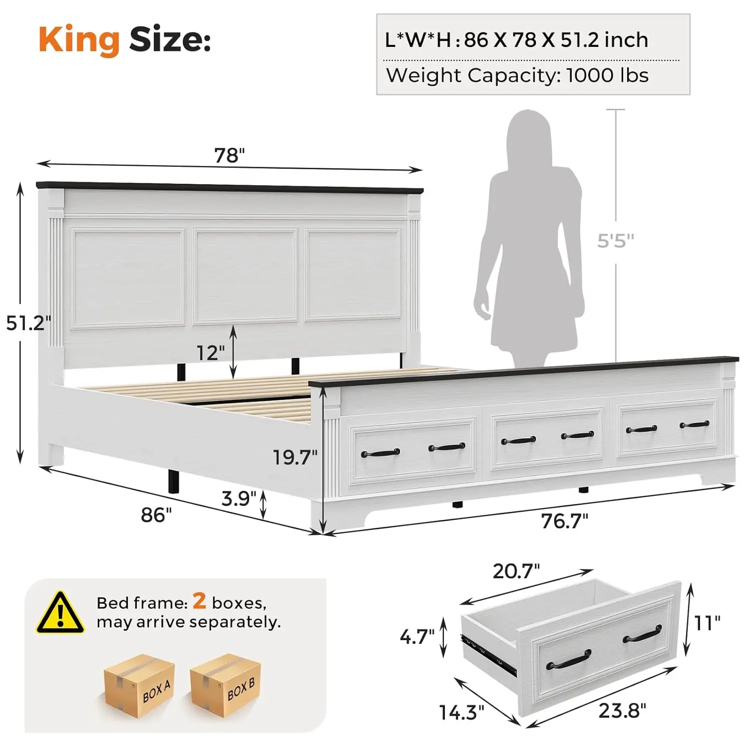 Estructura de cama tamaño king - King Size Bed Frame With Storage Drawers reseña y precio