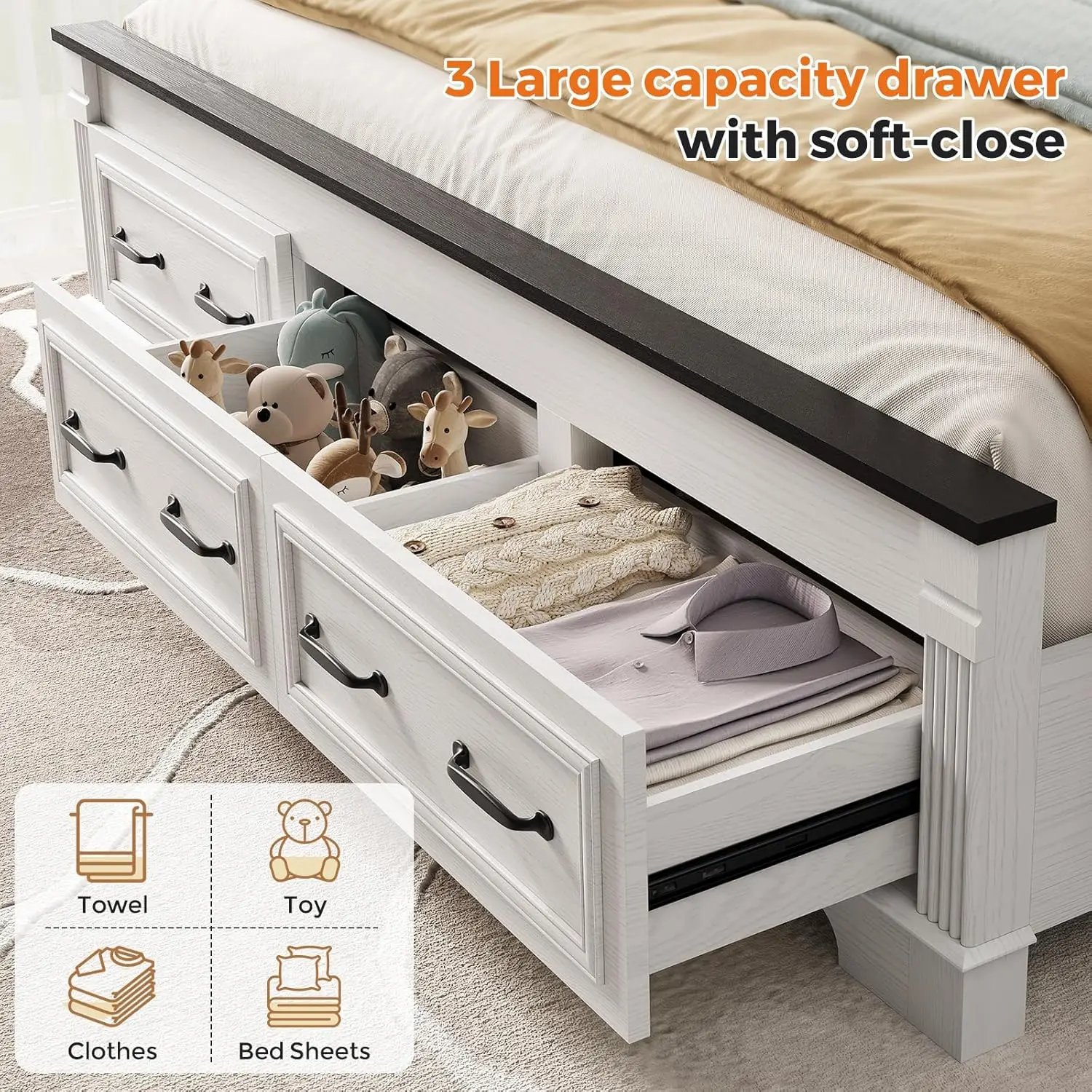 Estructura de cama tamaño king - King Size Bed Frame With Storage Drawers reseña y precio