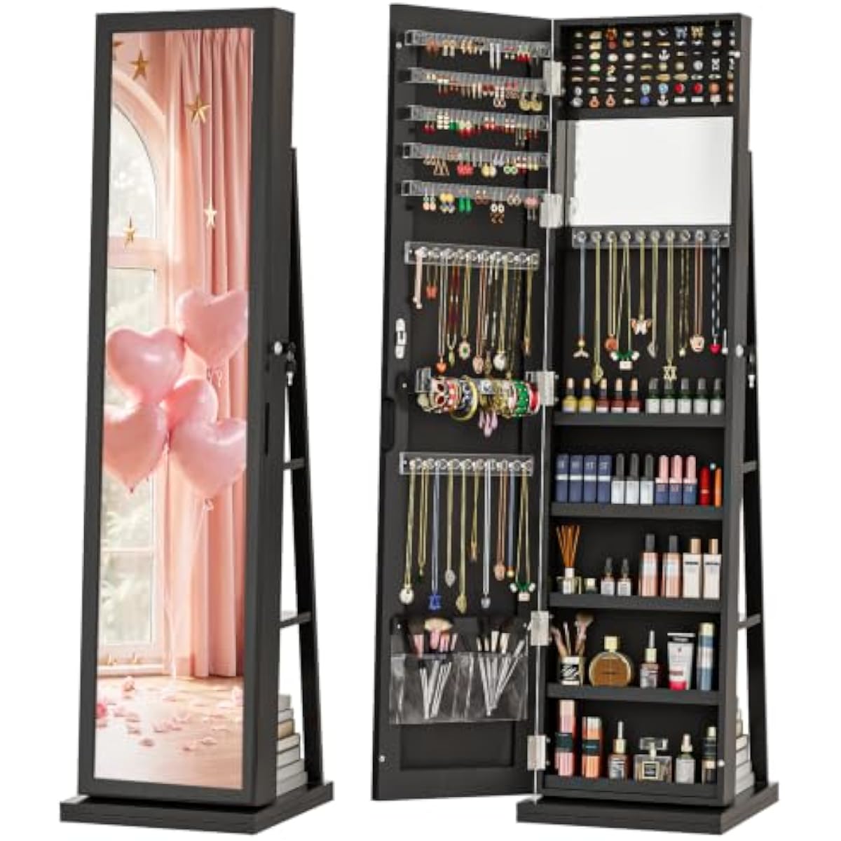 Elegante Arca de Joyas Negra c - Full Length Mirror Jewelry Armoire reseña y precio