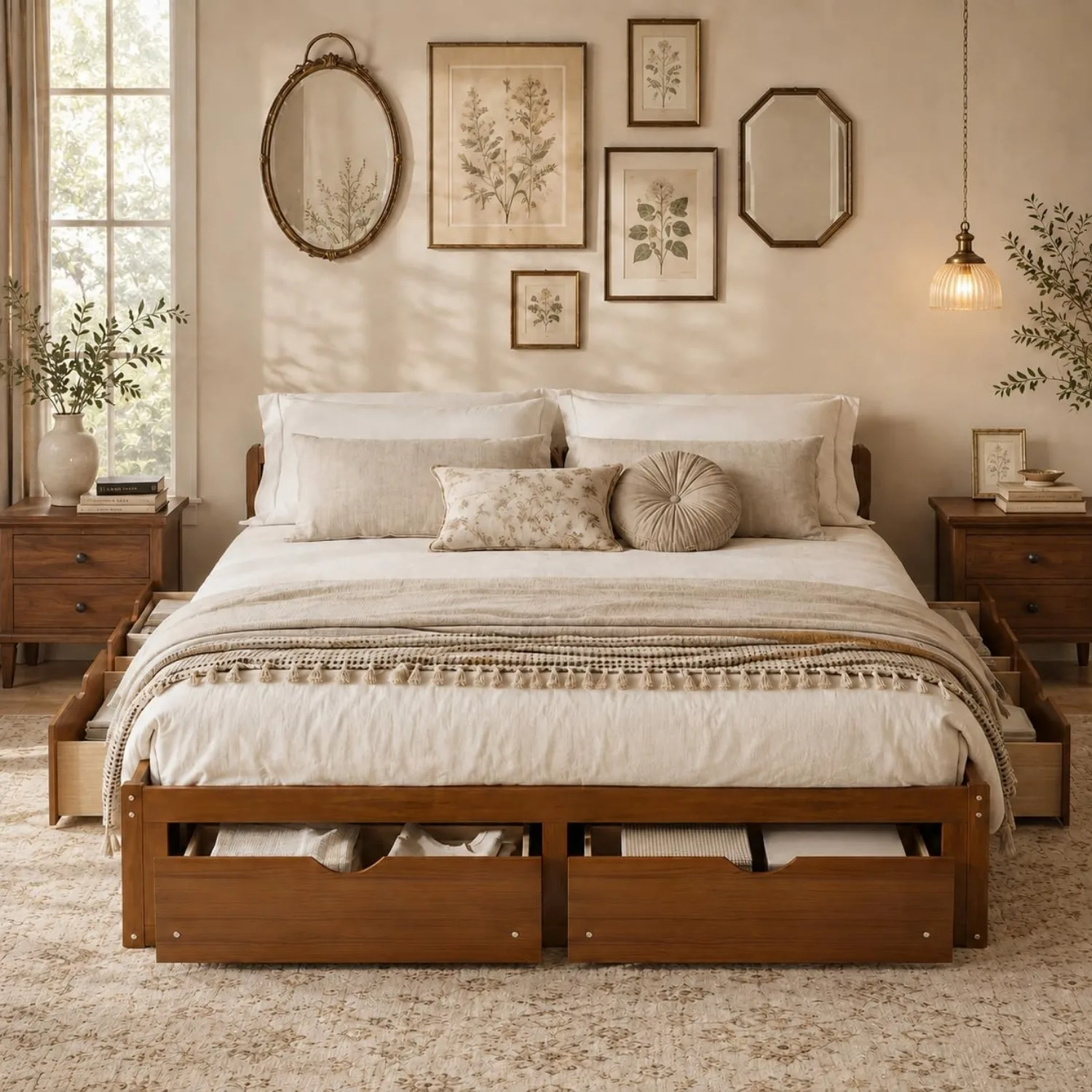 Estructura de cama minimalista - King Size Bed Frame With Storage Drawers reseña y precio