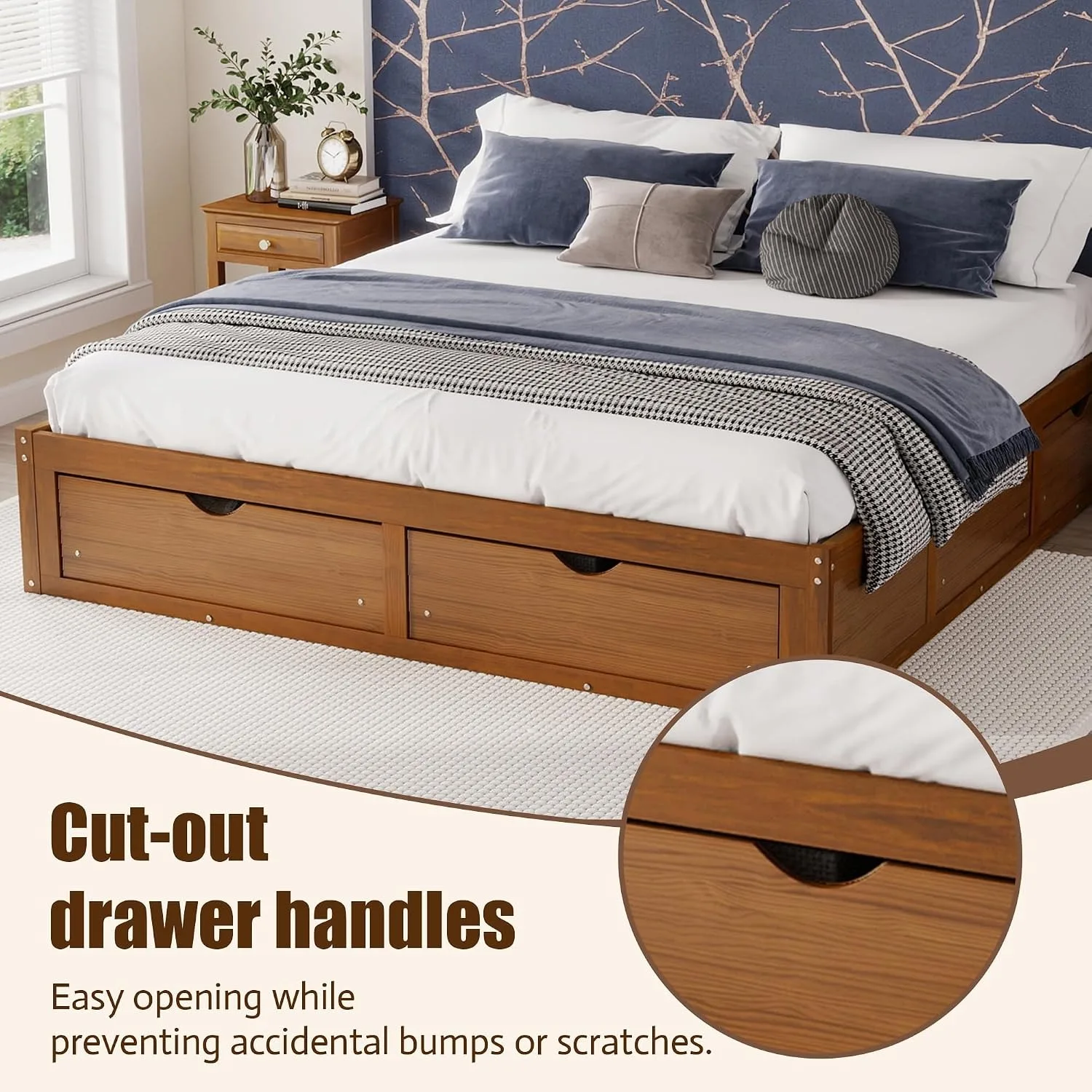 Estructura de cama minimalista - King Size Bed Frame With Storage Drawers reseña y precio