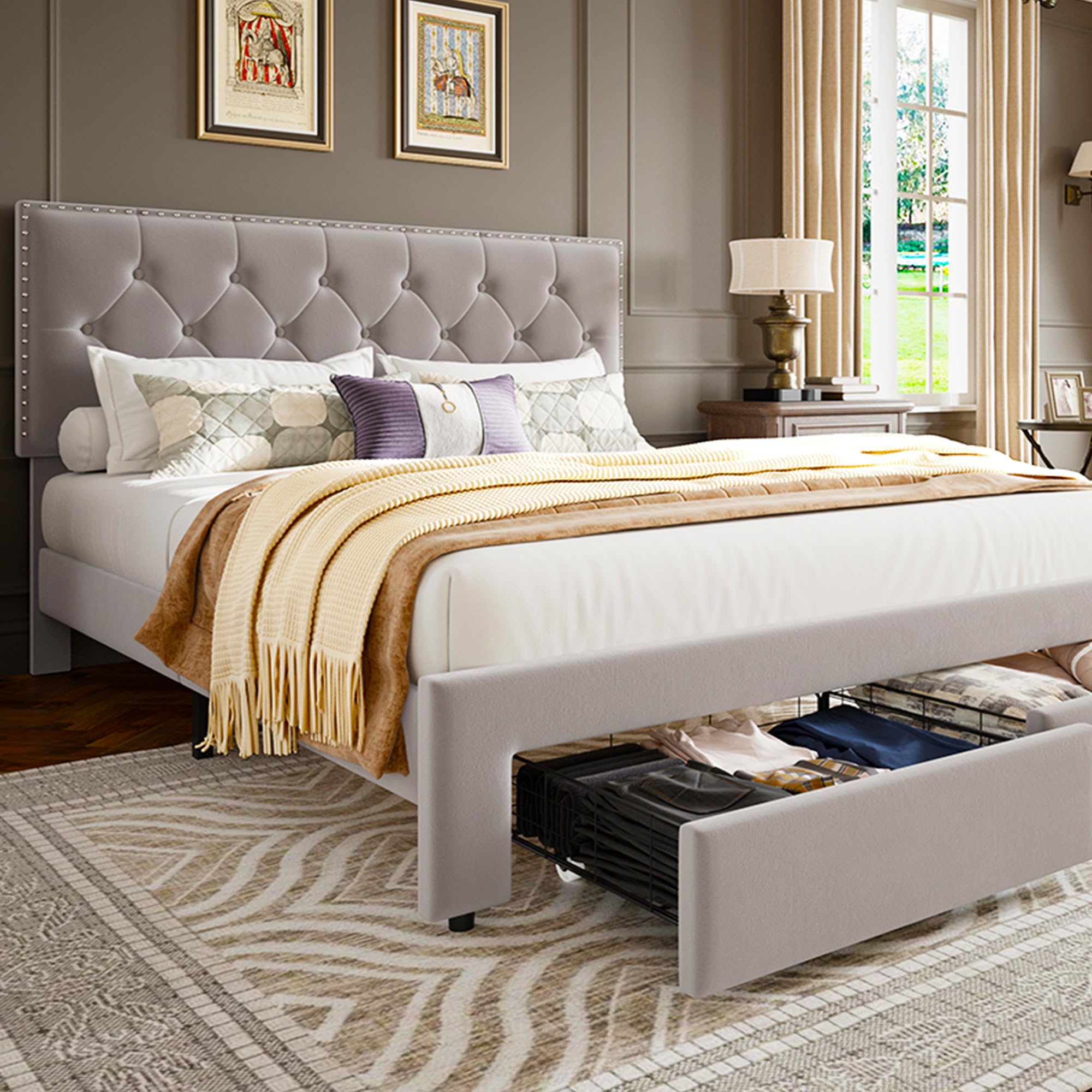 Estructura de cama tamaño «kin - King Size Bed Frame With Storage Drawers reseña y precio